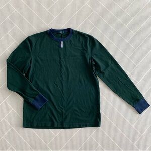 J.Crew Dark Green Relaxed long sleeve premium-weight cotton T shirt Mens SizeM